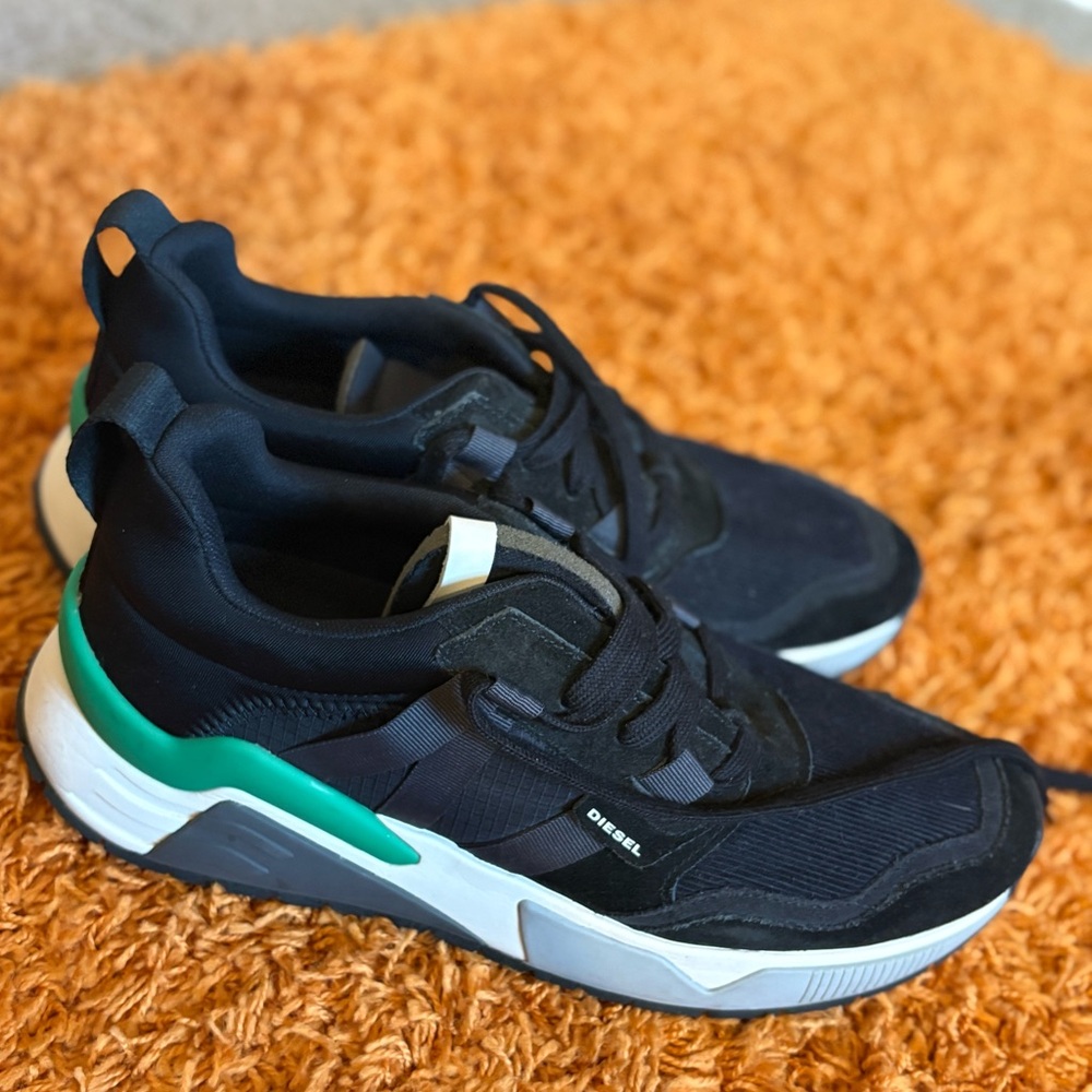 Diesel Black and Teal Men's Sneakers - Picture 3 of 4